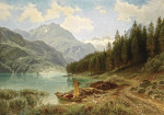 ₴ Репродукция картины пейзаж от 175 грн: Горное озеро
