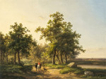 ₴ Картина пейзаж художника от 204 грн.: Всадник около пруда в широком ландшафте