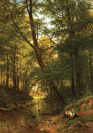₴ Репродукция пейзаж от 208 грн.: Лесной пейзаж с детьми, играющими возле ручья