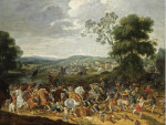 ₴ Картина батального жанра художника от 180 грн.: Cцена кавалерийской битвы в холмистой местности