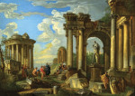 ₴ Репродукція міський краєвид 301 грн.: Римські руїни з класичними фігурами