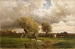 ₴ Картина пейзаж художника от 179 грн.: Коровы под деревьями