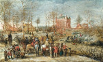 ₴ Репродукция художника от 199 грн.: Зимний пейзаж с солдатами защищающими город