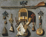 ₴ Репродукция натюрморт от 259 грн.: Тромплей с охотничьим снаряжением и птичьей клеткой
