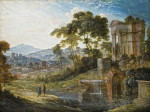 ₴ Репродукция пейзаж от 309 грн.: Пейзаж с классическими руинами и беседующими фигурами слева