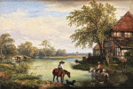 ₴ Репродукция пейзаж от 259 грн.: Пейзаж с лошадьми на водопое