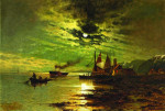 Купить картину море от 179 грн.: Река Гудзон под луным светом