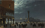 ₴ Картина городской пейзаж художника от 198 грн.: Лунный свет, вид на пьяцетту, Венеция