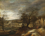 Купить от 116 грн. картину пейзаж: Деревня зимой с всадником
