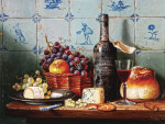 Купить от 111 грн. картину натюрморт: Винтажный портвейн, сыр и керамическая плитка