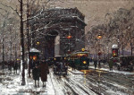 ₴ Репродукция городской пейзаж от 229 грн.: Триумфальная арка, зимний Париж