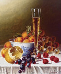 Купить от 107 грн. картину натюрморт: Шампанское и фрукты на столе