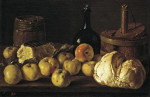 ₴ Репродукция натюрморт от 217 грн.: Хлеб, яблоки, сыр и посуда