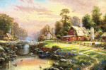 ₴ Репродукция пейзаж от 217 грн.: Закат на ферме у реки