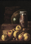 ₴ Репродукція натюрморт від 204 грн.: Яблука, полуниця, кавун, цукерки, медова банка та бочка