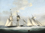 Купить от 114 грн. картину морской пейзаж: Яхта и норвежское каботажное судно в шторм