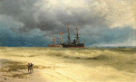 Купить от 99 грн. картину морской пейзаж: Два судна на якоре от пляжа