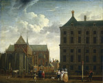 Купить от 129 грн. картину городской пейзаж: Нью-Керк и мэрия на плотине в Амстердаме