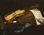 ₴ Репродукція натюрморт від 253 грн.: Скрипка, лютня та флейта на столі