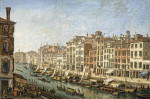 ₴ Репродукция городской пейзаж от 217 грн.: Венеция, вдоль канала с гондолами и фигурами на рыбном рынке