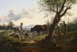 Купить картину высокого разрешения: Пейзаж с пастухами коз и коров