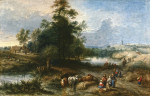 ₴ Репродукция пейзаж от 211 грн.: Пейзаж с пастухами и их стадом на водопое