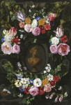 ₴ Репродукция натюрморт от 279 грн.: Гирлянда цветов, окружающая бюст Флоры