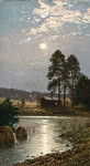 ₴ Репродукция картины пейзаж от 146 грн: У озера в лунную ночь