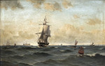 Купить от 118 грн. картину морской пейзаж: Парусник в Эресунне с Кронборгом на заднем плане