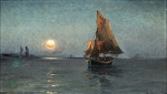 Купить от 107 грн. картину морской пейзаж: Парусная лодка в лунную ночь