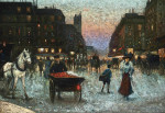 ₴ Репродукція міський пейзаж від 223 грн.: Шумна вулиця в сутінках, Париж