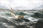 ⚓Репродукция морской пейзаж от 277 грн.: Парусная лодка в бурных водах