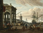 ₴ Картины морской пейзаж художника от 189 грн.: Средиземноморская гавань с торговцами и жителями Востока ведущими беседу