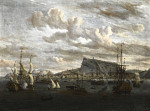Картина море от 215 грн.: Вид на Нафплион в Греции, с голландским судном, галерами и весельными лодками в открытом море