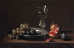 ₴ Репродукция натюрморт от 211 грн.: Белый виноград, инжир и гранат