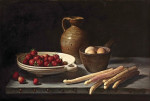 ₴ Репродукция натюрморт от 217 грн.: Клубника, яйца, белая спаржа и кувшин на столе
