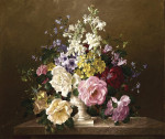 ₴ Репродукция натюрморт от 265 грн.: Букет цветов в вазе на мраморном столе