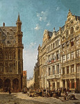 Купить от 144 грн. картину городской пейзаж: Много фигур на большой торговой площади Брюсселя
