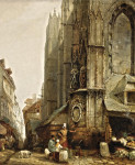 ₴ Репродукция городской пейзаж от 237 грн.: Рыночная сцена перед готическим собором