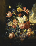 Купить от 139 грн. картину натюрморт: Натюрморт с тюльпанами, розами и фруктами