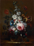 ₴ Репродукция натюрморт от 196 грн.: Розы, вьюнок, тюльпан, живокость и другие цветы в вазе