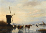 Купить от 123 грн. картину пейзаж: Лошади и сани на льду, палатка продуктов в отдалении
