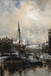 ₴ Репродукция городской пейзаж от 213 грн.: Вид Роттердама зимой