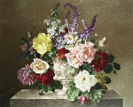₴ Репродукция натюрморт от 253 грн.: Натюрморт с цветами в мраморной вазе