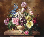 ₴ Репродукция натюрморт от 265 грн.: Розы, ирисы, примулы и других цветы в вазе