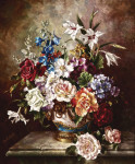 ₴ Репродукція натюрморт від 179 грн.: Квіти у синій та позолоченій вазі