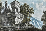 ₴ Репродукция пейзаж от 217 грн.: Вид виллы возле каскада водопадов в Тиволи, с фигурами ниже