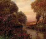 ₴ Репродукция пейзаж от 348 грн.: Кусты роз на берегу реки