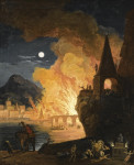 Купить от 127 грн. картину пейзаж: Ночной пейзаж с фигурами бегущими из горящей Александрии