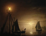 ⚓Репродукция морской пейзаж от 247 грн.: Лодки лунной ночью